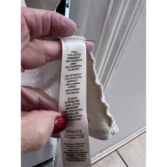 Zenergy by Chicos Floral Embroidered Open Front Cardigan, Sz. 2(L/12) - Picture 8 of 9